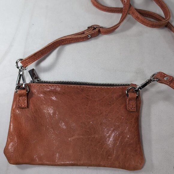 Maxon Collection Italy Leather Crossbody Burnt Orange Brown Adjustable Strap - Picture 5 of 13